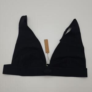 Skims Cotton Plunge Bralette in Soot Size 3X